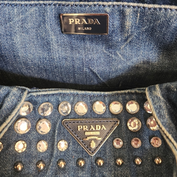 Auth Prada Canapa Denim Tote Bag - Picture 7 of 11